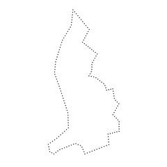 Liechtenstein country simplified map. Black dotted outline contour. Simple vector icon.