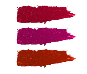 Various lipstick swatch stroke isolated on white