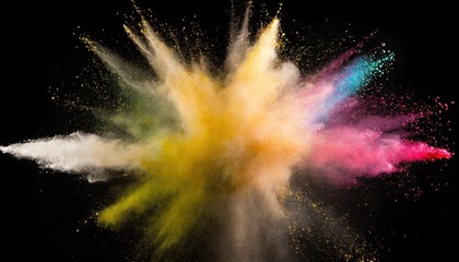Explosion of colored powder on black background