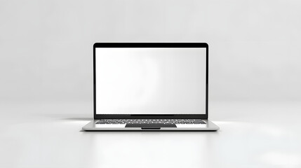 Attentive Computing: Exquisitely Isolated Laptop Silhouette Adorning an Intricately Crafted Blank White Background Template, Expressing Efficiency and Technology