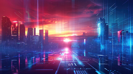 Fototapeta premium abstract street city buildings background wallpaper anime manga illustration lofi vibes