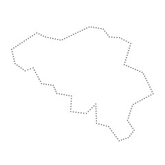 Belgium country simplified map. Black dotted outline contour. Simple vector icon.