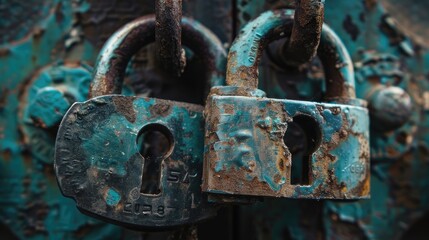 vintage padlocks, locked and unlocked, against a clean white background. Perfect for designs emphasizing the nostalgia and security of aged craftsmanship
