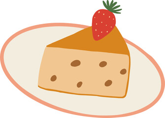 Baked rice pudding. Ukrainian food. Hand drawn vector flat illustration.