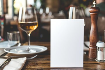 Restaurant menu mockup with cutlery in the background, empty space for your text - obrazy, fototapety, plakaty
