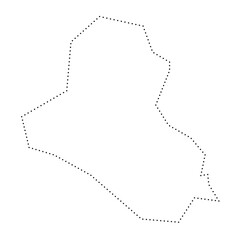 Iraq country simplified map. Black dotted outline contour. Simple vector icon.