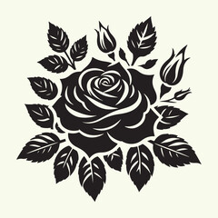 black color Rose silhouette vector illustration