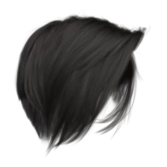  3d render short black pixie hair isolated © GRB Renders