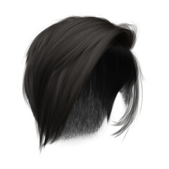 3d render short black pixie hair isolated - obrazy, fototapety, plakaty