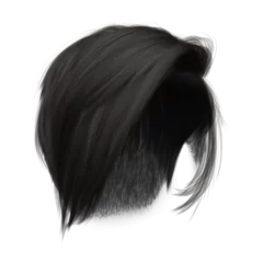 Fotobehang 3d render short black pixie hair isolated © GRB Renders