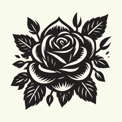 black color Rose silhouette vector illustration