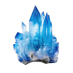 Blue crystal mineral Isolated on transparent background