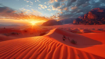 Abwaschbare Fototapete Rouge 2 Beautiful desert sunrise view near Tabuk, Saudi Arabia.