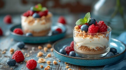 Summer dessert, ice cream with berries