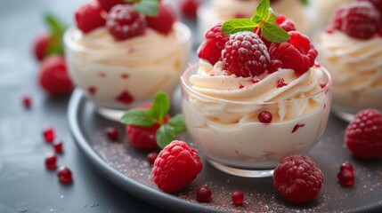 Summer dessert, ice cream with berries