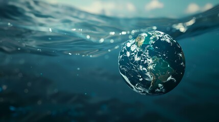 Obraz na płótnie Canvas Closeup floating transparent blue Earth globe