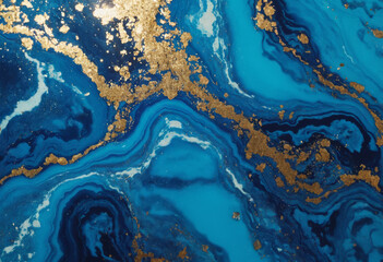 Luxurious Blue and Gold Marble Texture