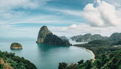  Paisaje pintoresco.Oceano y montañas.Viajes y aventuras alrededor del mundo.Islas de Tailand