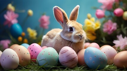 easter bunny and easter eggs