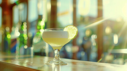 Refreshing Daiquiri cocktail on bar counter