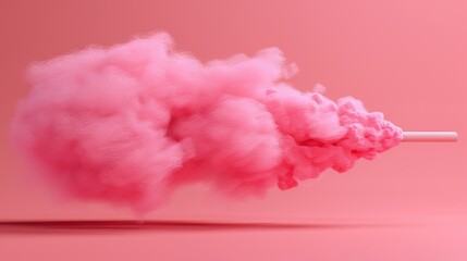 a pink cloud of smoke is coming out of a matchstick on a pink background with a white tip sticking out of it.