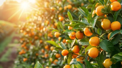 a tree filled with lots of oranges on top of a lush green leaf covered tree filled with lots of oranges.