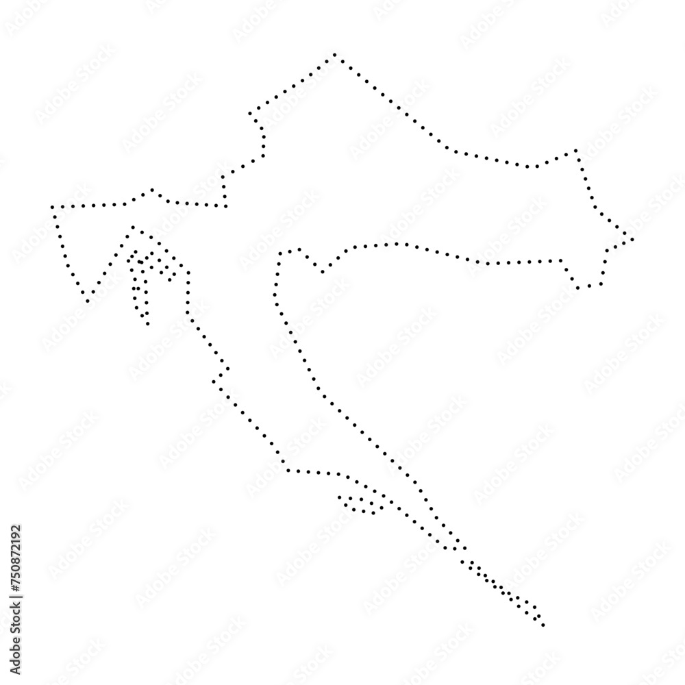 Sticker Croatia country simplified map. Black dotted outline contour. Simple vector icon. - Stickers