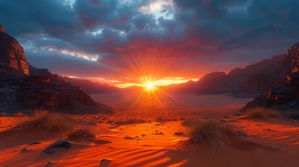 Papier Peint photo Aube Beautiful desert sunrise view near Tabuk, Saudi Arabia.