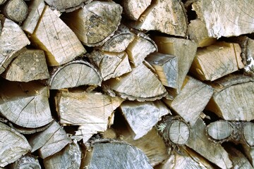 a beautifully stacked stack of dry split firewood
