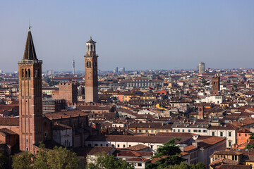Fototapeta na wymiar aerial view of Verona downtown