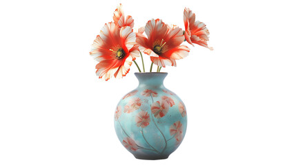 A few beautiful flowers in a vase isolated on transparent background