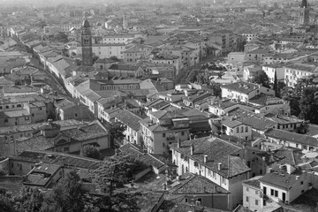 black and white aerial picture of Verona downtown