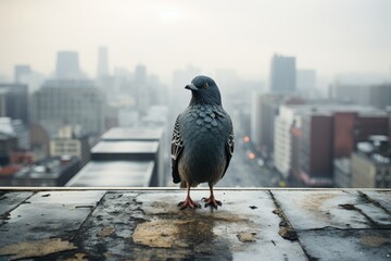 Lonely pigeon in modern urban scenario., generative IA