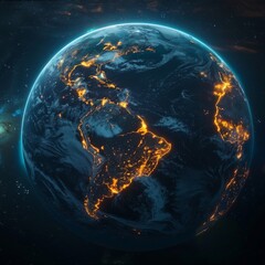 Illuminated Earth's Tectonic Boundaries from Space Depicting Geological Activity and Plate Tectonics