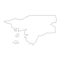 Guinea-Bissau country simplified map. Black dotted outline contour. Simple vector icon. - obrazy, fototapety, plakaty