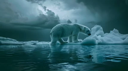 Gordijnen Iceberg: A Symbol of Hidden Danger and the Impact of Global Warming © Tharshan