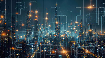 Fototapeta premium abstract street city buildings background wallpaper anime manga illustration lofi vibes