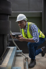 Industrial engineer work on site. engineer visit and inspection site engineer at industrial site. Inspector engineer check and working on site