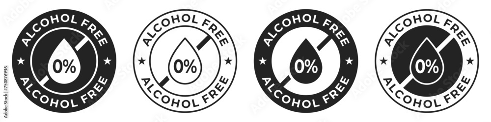 Wall mural alcohol free label. nonalcoholic badge. zero percent of alcohol illustration for product packaging i