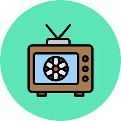 Television Line Filled Circle Icon