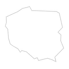 Poland country simplified map. Black dotted outline contour. Simple vector icon.