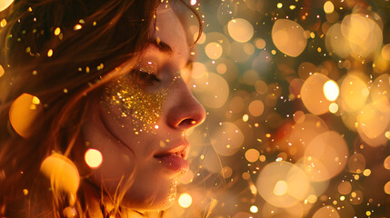 Radiant Gold Sparkle and Glitter Dust: A Mesmerizing Shimmering Display of Brilliance - obrazy, fototapety, plakaty