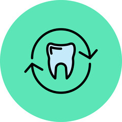Teeth Line Filled Circle Icon
