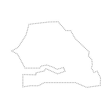 Senegal country simplified map. Black dotted outline contour. Simple vector icon.