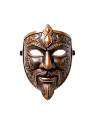 Traditional carved wooden mask isolated on transparent background