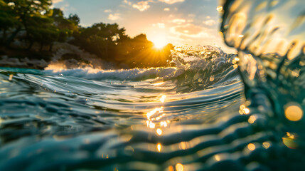 Crisp Tranquility: Captivating Images of Serene Crystal Clear Water Rippling in the Sunlight - obrazy, fototapety, plakaty