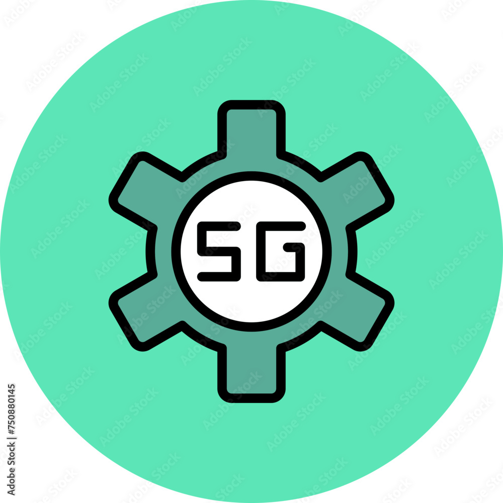 Sticker 5g line filled circle icon