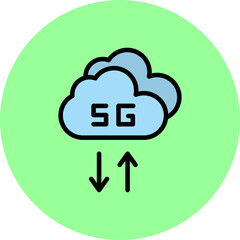 5G Line Filled Circle Icon