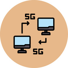 5G Line Filled Circle Icon