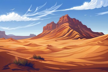 Fototapeta na wymiar Desert with fantastic cartoon background a
